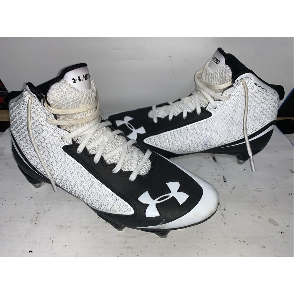 Under Armour Nitro Clutch Fit Pro White & Black Football‎ Cleats - Mens Sz 10.5